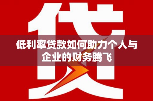 河口低利率贷款如何助力个人与企业的财务腾飞